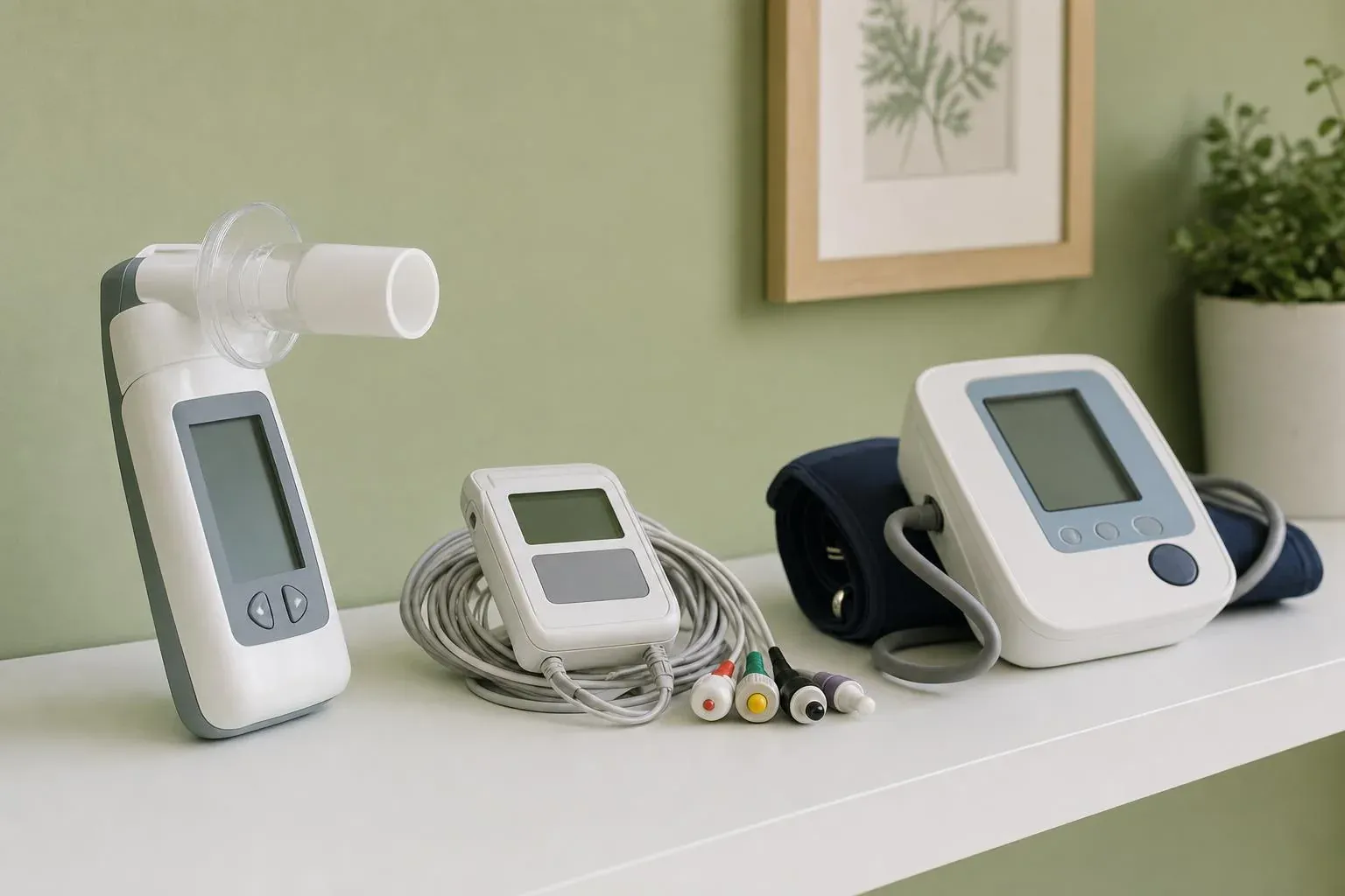 Spirometer, Langzeit-EKG und Gerät zur Langzeit-Blutdruckmessung